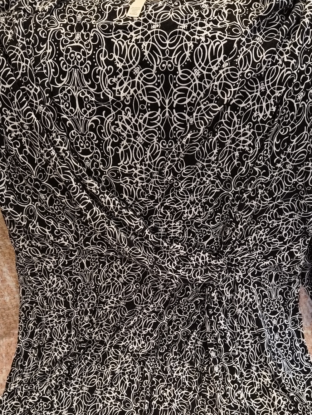 Soma Black and White Printed Mini Dress, Low Cut Front. - Picture 3 of 5